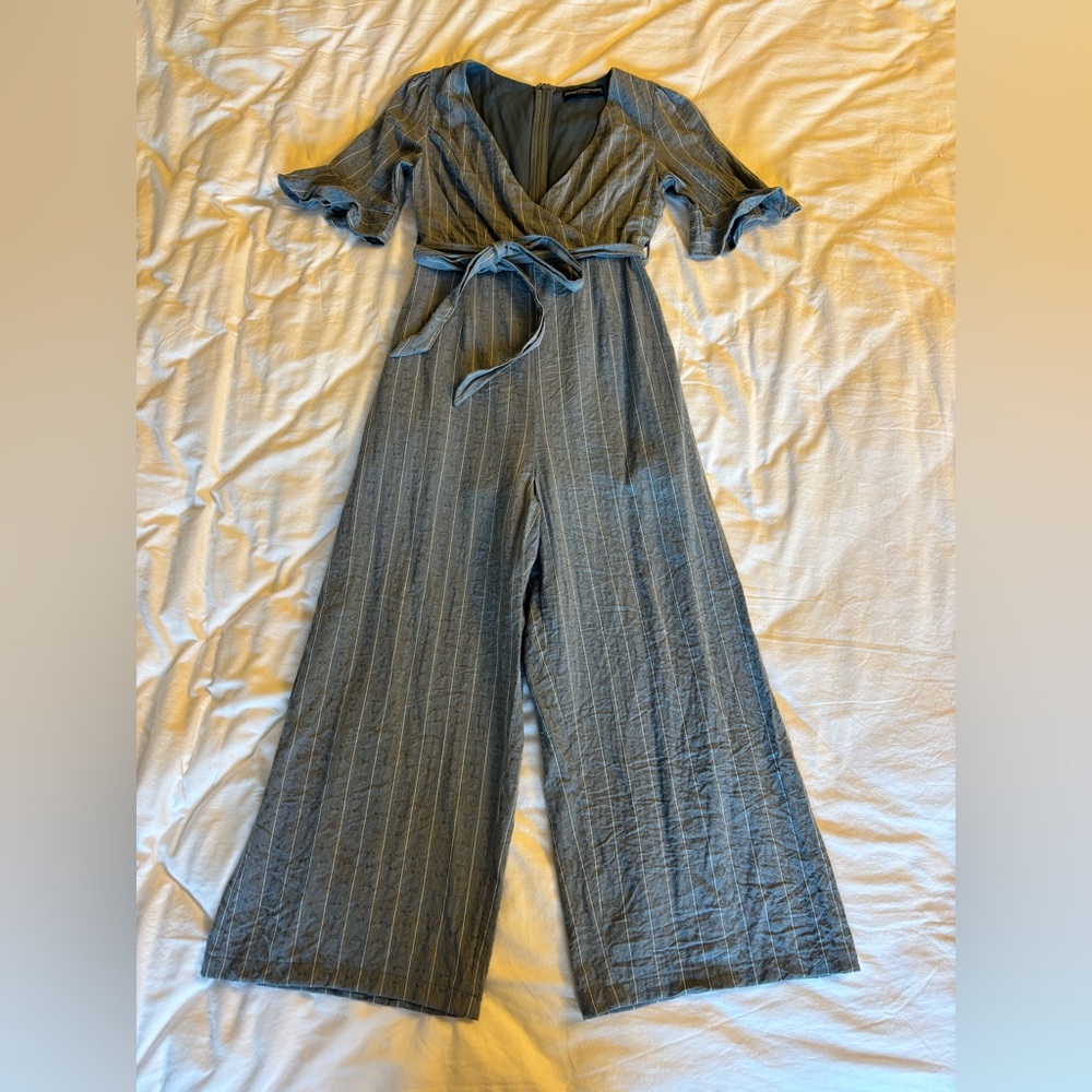 Wide-Leg Jumpsuit with V-Neck and Tie Waist